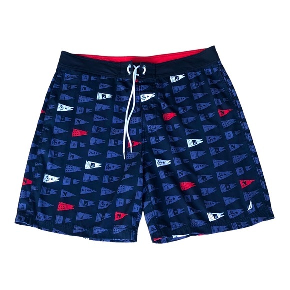 Nautica Swim Trunks Men Size‎ 36 W  Multicolored Blue Flag. - Picture 1 of 14
